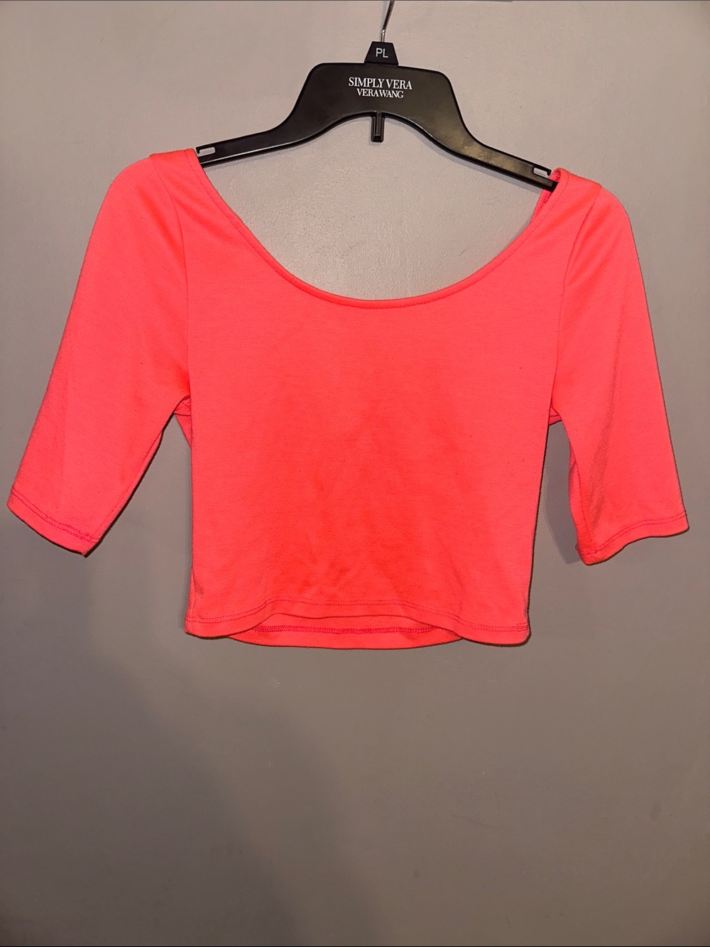 Bright Coral Scoop-Neck Crop Top